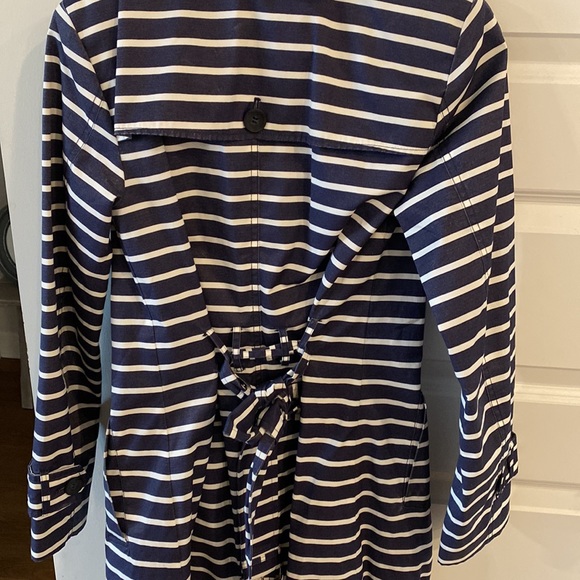 Women’s Tommy Hilfigure Navy and White Striped Belted Trench Rain Coat - Picture 6 of 8